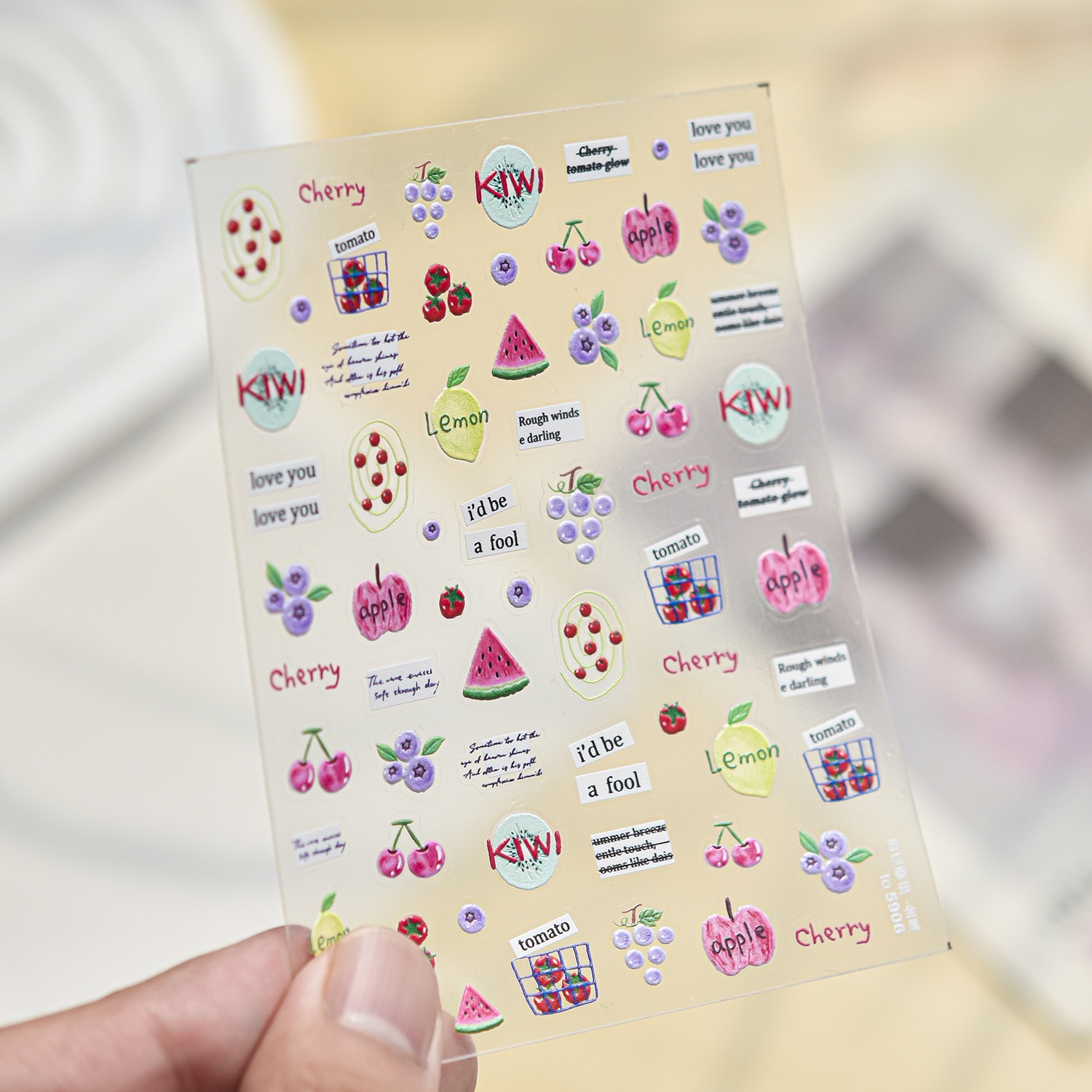 Paper Basket Mesh - Verse Fruit Nagelstickers 5D Plump Kiwi