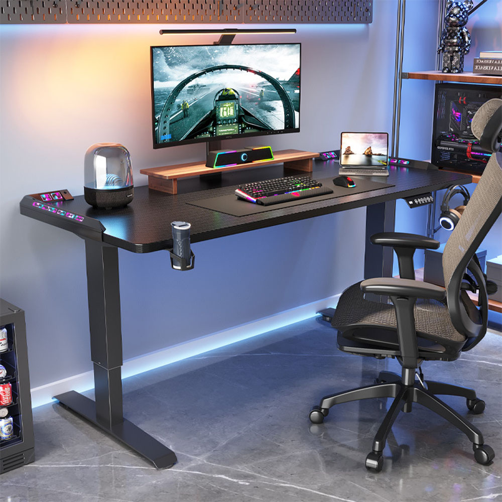 Gaming Desk With Hutch - In hoogte verstelbaar bureau, elektrisch zit-sta