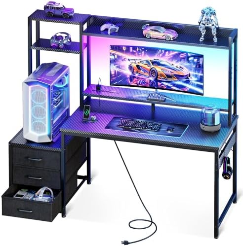 Gaming Desk With Hutch - 48 Inch Gamingbureau met bovenkast &