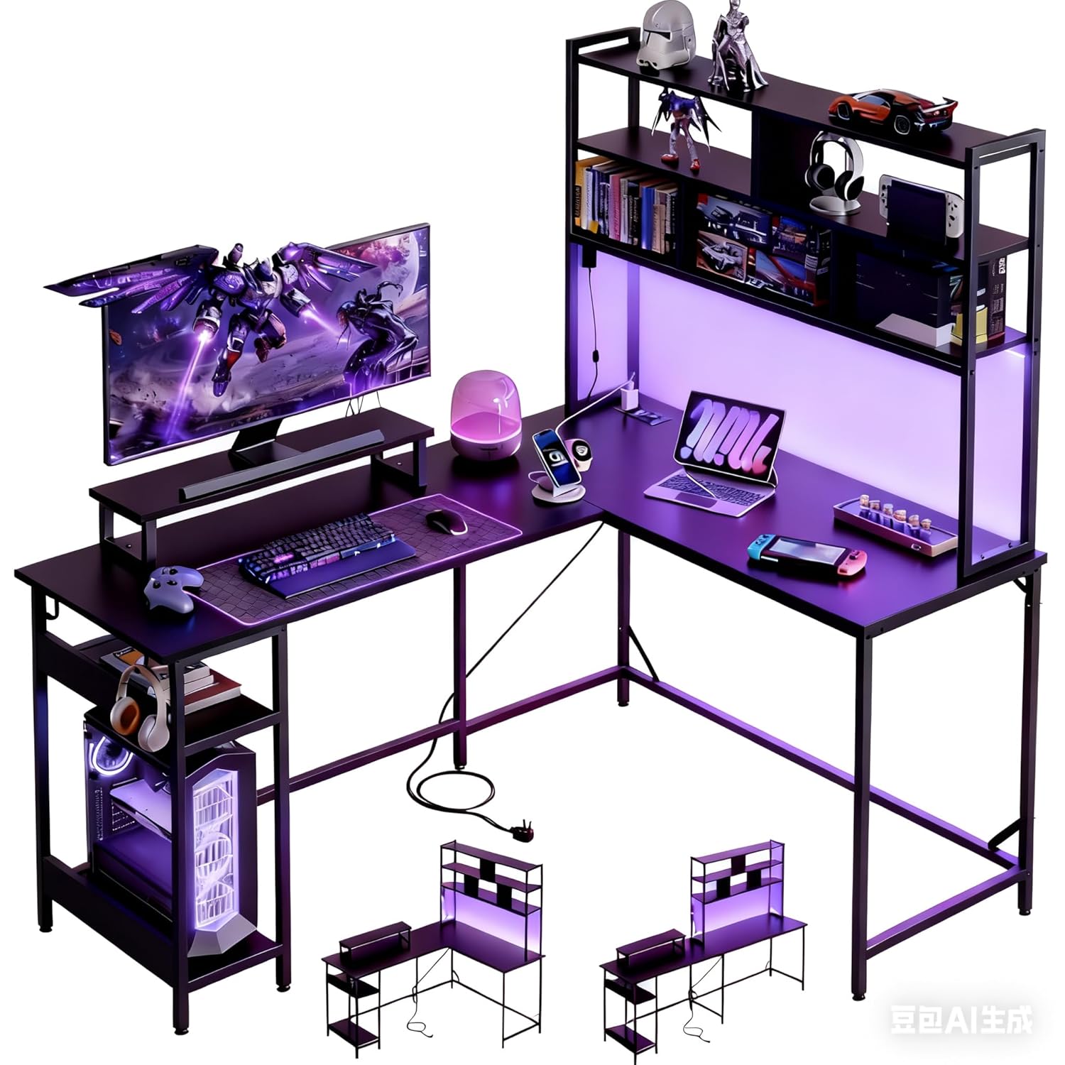 L-vormig gamingbureau met hok, - Gaming Desk With Hutch recensie en prijs