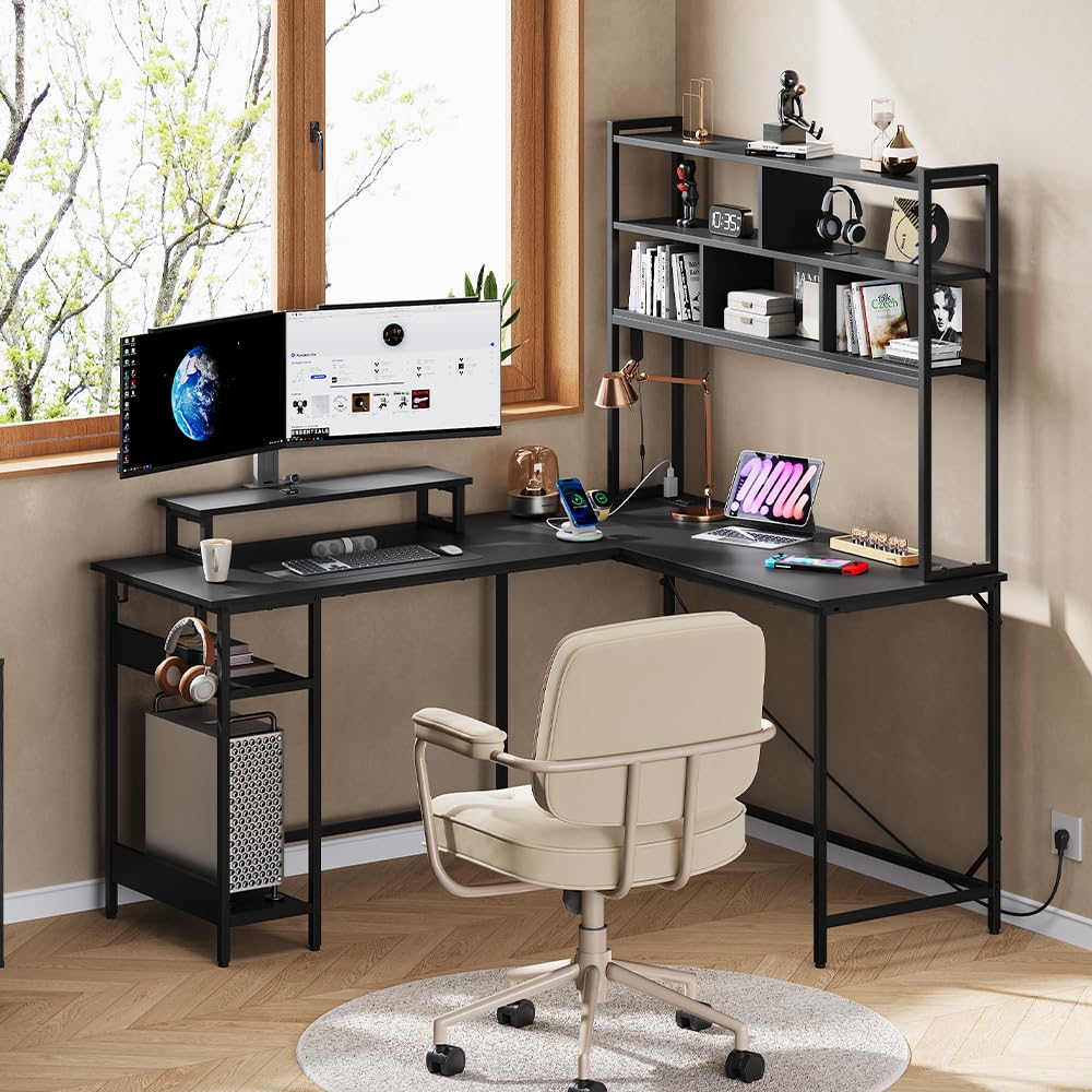 L-vormig gamingbureau met hok, - Gaming Desk With Hutch recensie en prijs