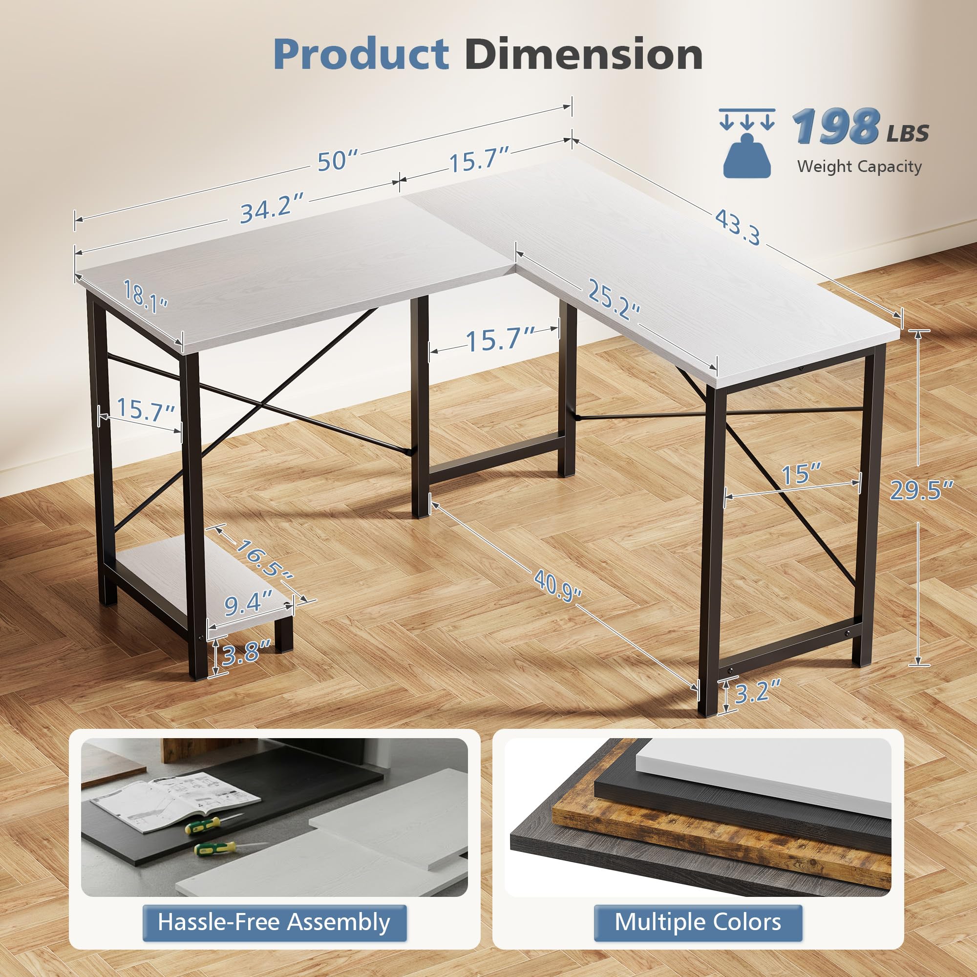 JHK 50 Inch L-vormig bureau co - Gaming Desk With Hutch recensie en prijs