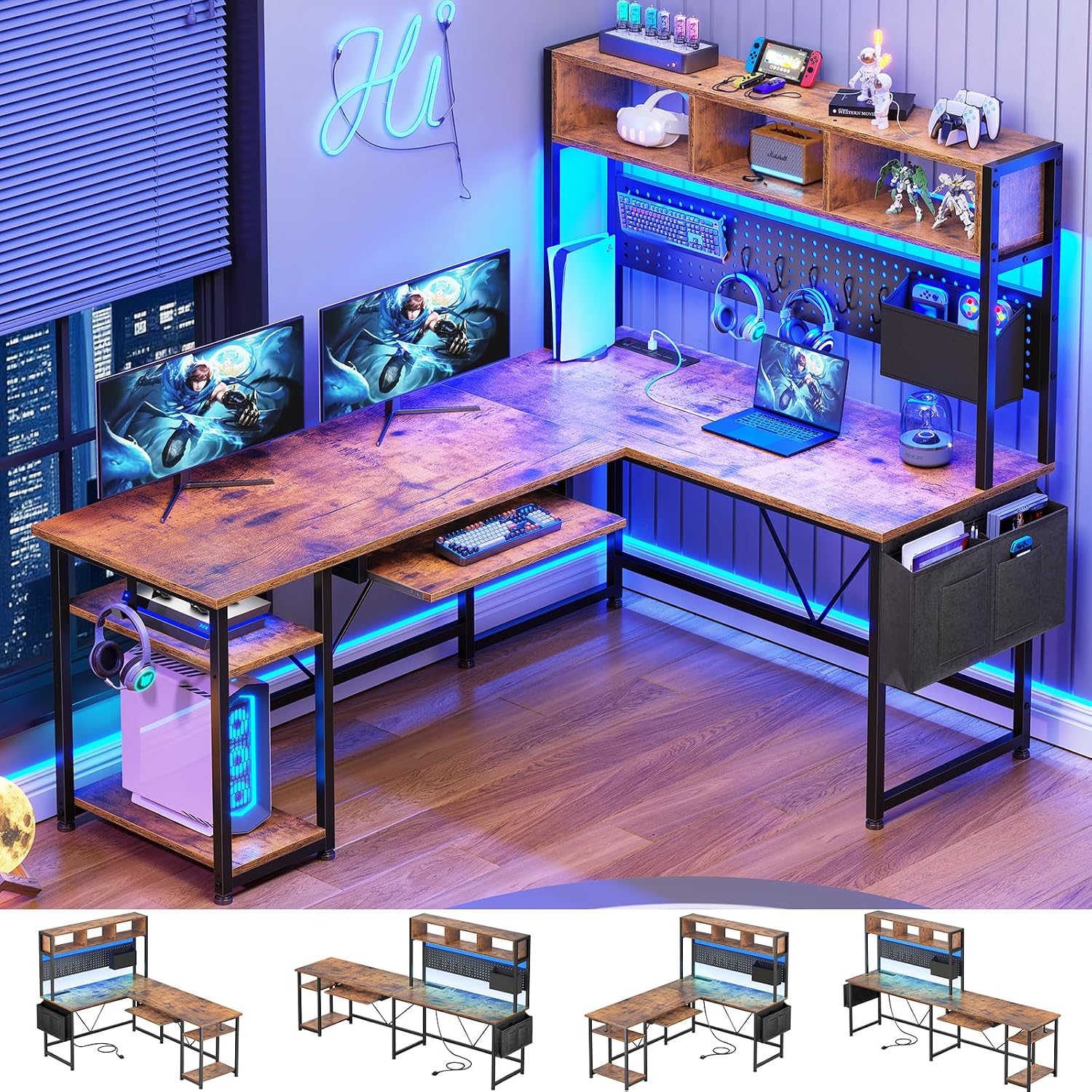 L-vormig gamingbureau met opbe - Gaming Desk With Hutch recensie en prijs