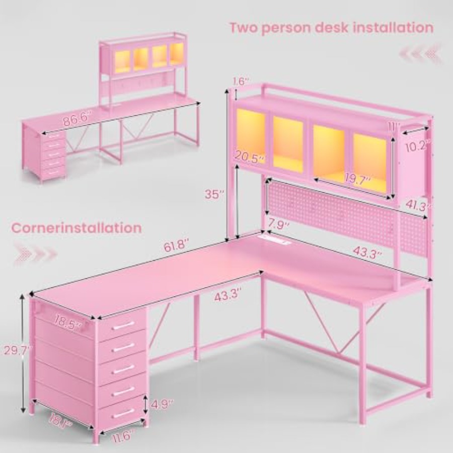 L-vormig gaming-hoekbureau met - Gaming Desk With Hutch recensie en prijs