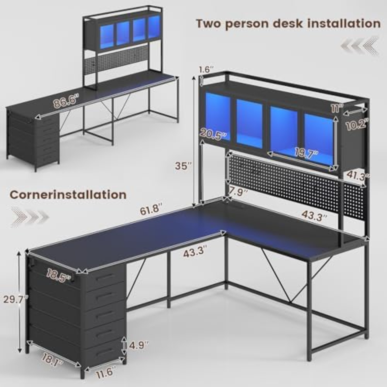 L-vormig gaminghoekbureau met  - Gaming Desk With Hutch recensie en prijs