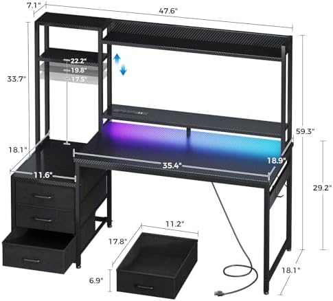 48 Inch Gamingbureau met boven - Gaming Desk With Hutch recensie en prijs